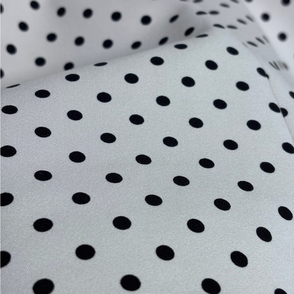 Carmen Marc Valvo White Black Polka Dot Open Front Collarless Blazer Jacket - Picture 8 of 8